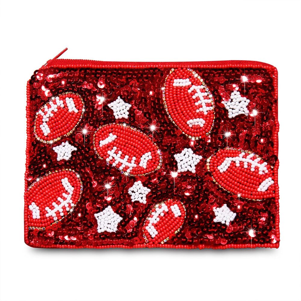 4647 Game Day Coin Purse, Beaded Coin Purse , Football Touchdown Coin Pouch